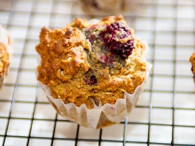 Oat Bran Blueberry and Nut Muffins