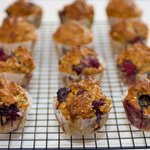 Oat Bran Blueberry and Nut Muffins