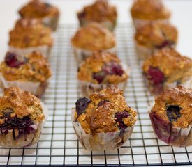 Oat Bran Blueberry and Nut Muffins