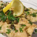 Chicken Piccata with Parmesan, Mushroom and Pea Risotto