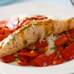 James Barber's Pan Roasted Salmon with Sweet Peppers