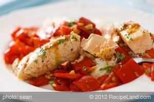 James Barber's Pan Roasted Salmon with Sweet Peppers