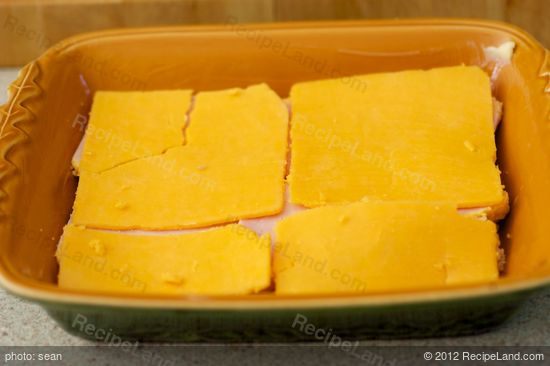Lay slices of cheddar cheese on top,