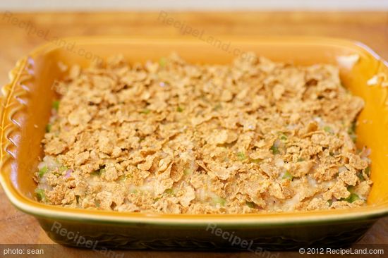 Cover with crushed bran flakes (or corn flakes).  