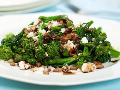 Braised Broccoli Rabe (Rapini) Sun-dried Tomatoes and Feta Cheese