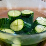 Add all the cucumber logs into a large bowl.  