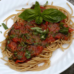 Italian Roasted Tomatoes, Basil and Spaghetti