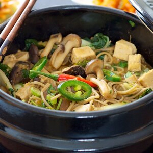 Korean Mushroom-Bok Choy Stew with Soba