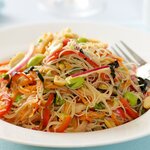 Soy Bean Salad with Brown Rice Noodles 