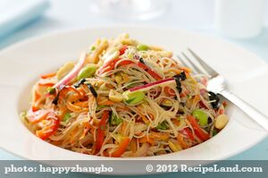 Soy Bean Salad with Brown Rice Noodles 