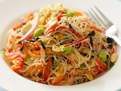 Soy Bean Salad with Brown Rice Noodles 