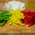 Colorful slice sweet bell peppers