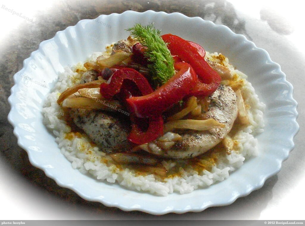 Chicken with Fennel Red Pepper and Rice