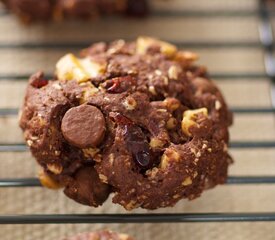 Chocolate Fudge, Cranberry and Walnut Cookies