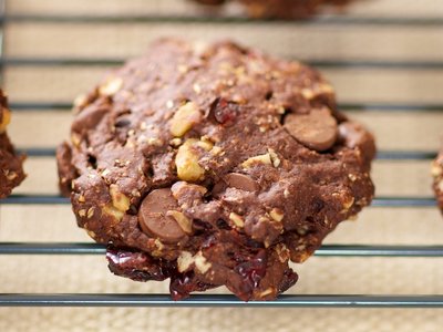 Chocolate Fudge, Cranberry and Walnut Cookies