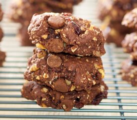 Chocolate Fudge, Cranberry and Walnut Cookies