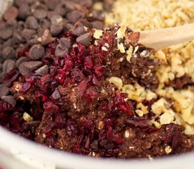 Chocolate Fudge, Cranberry and Walnut Cookies