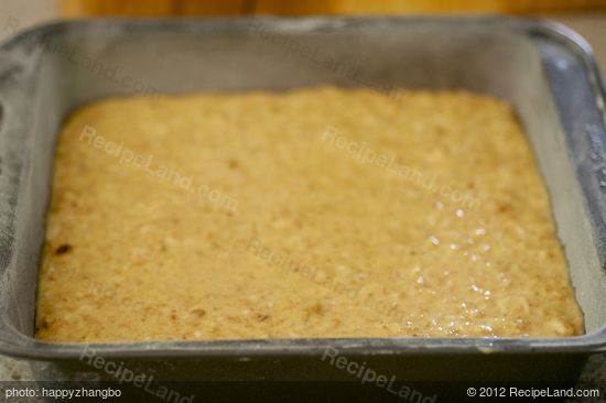 Pour the mixture into prepared baking pan.