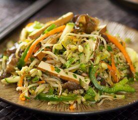 Vegetable Smoked Tofu Salad with Soy-Maple Dressing