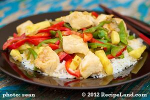 Asian Chicken, Peppers, Pineapple and Rice