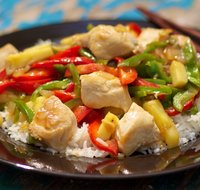 Asian Chicken, Peppers, Pineapple and Rice
