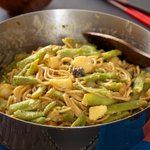 Chinese Broad Bean and Potato Stir-Fry with Noodles 