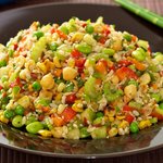 Veggie and Rice Salad with Soy-Maple Dressing