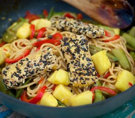 Sesame-Crusted Tofu with Spicy Pineapple Noodles