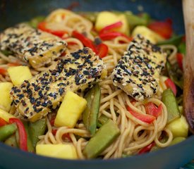 Sesame-Crusted Tofu with Spicy Pineapple Noodles