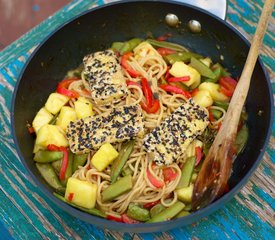 Sesame-Crusted Tofu with Spicy Pineapple Noodles