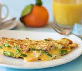 Asparagus and Canadian Bacon Cheese Omelet