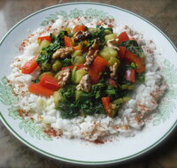 Eggplant, Red Pepper and Spinach Curry