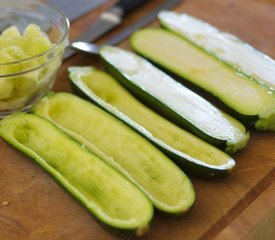 Basil and Ricotta Stuffed Zucchini