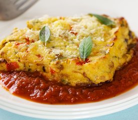 Baked Polenta with Italian Sausage, Mushrooms and Three Cheeses