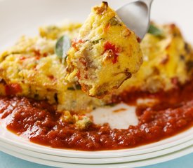 Baked Polenta with Italian Sausage, Mushrooms and Three Cheeses