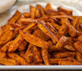 Oven Baked Sweet Potato Fries with Chipotle Yogurt Dip