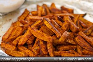 Oven Baked Sweet Potato Fries with Chipotle Yogurt Dip recipe