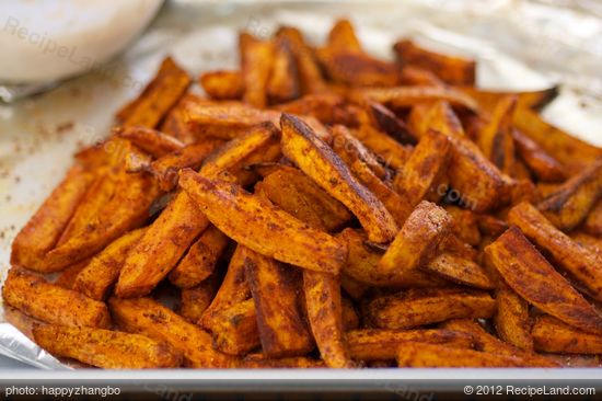 Oven Baked Sweet Potato Fries with Chipotle Yogurt Dip Recipe