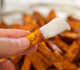 Oven Baked Sweet Potato Fries with Chipotle Yogurt Dip