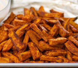 Oven Baked Sweet Potato Fries with Chipotle Yogurt Dip