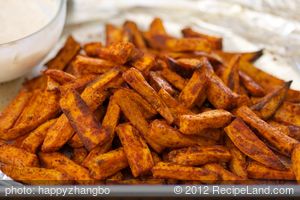 Oven Baked Sweet Potato Fries with Chipotle Yogurt Dip
