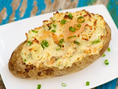 Twice Baked Potatoes with Smoked Salmon and Chives