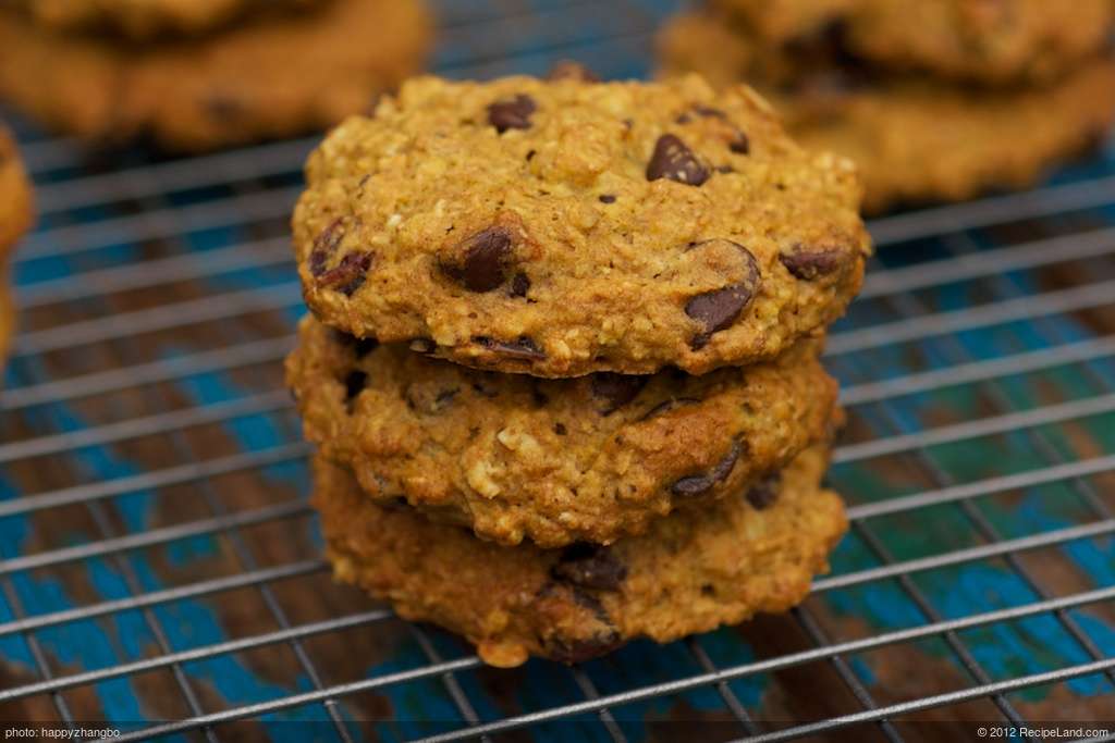 Pumpkin Oatmeal Chocolate Chip and Cranberry Cookies recipe