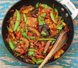 Sugar Snap Pea, Shiitake and Tofu Stir-Fry