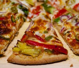 Roasted Bell Pepper, Artichoke Hearts, and Olive Pizza