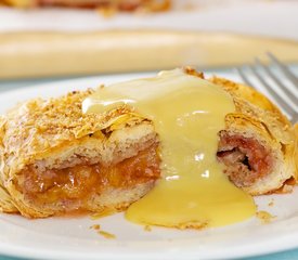 Peach Strudel with Vanilla Sauce