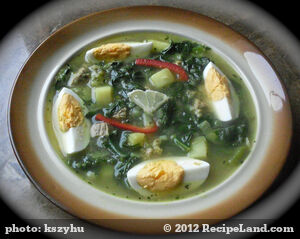 Spinach and Long White Radish Soup recipe