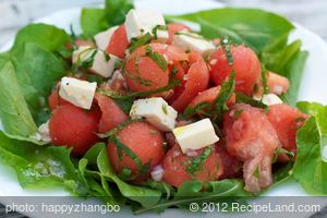 Watermelon, Mint and Feta Salad with Citrus Dressing recipe