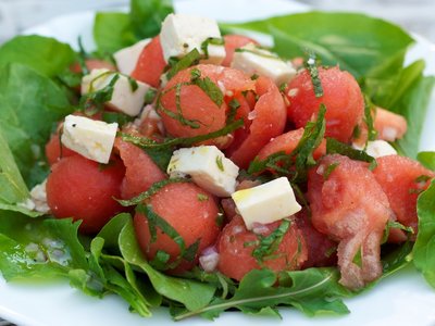 Watermelon, Mint and Feta Salad with Citrus Dressing