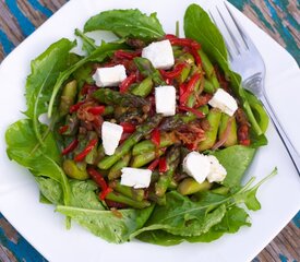 Asparagus, Red Bell Pepper and Arugula Salad